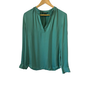 LAUREN RALPH LAUREN Silk Shirt Women’s M Green Long Sleeve Top Medium